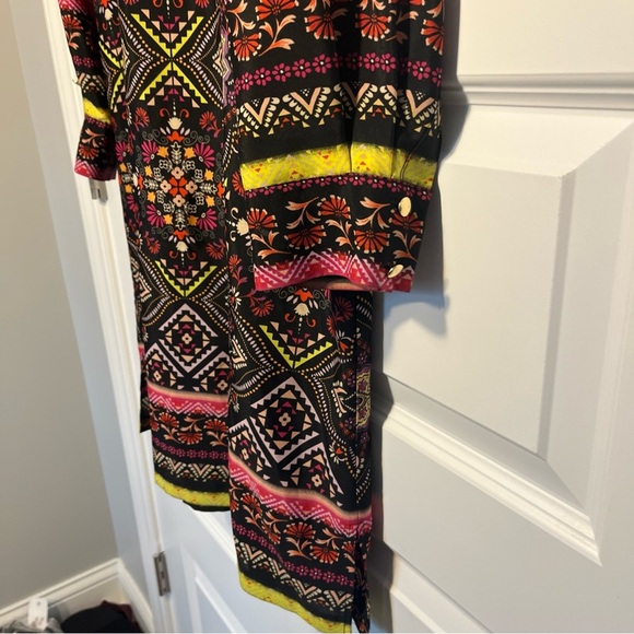 Antonio Melani Multicolor Aztec Geometric Print Henley Collar Shirt Dress Sz 8 - Picture 4 of 8